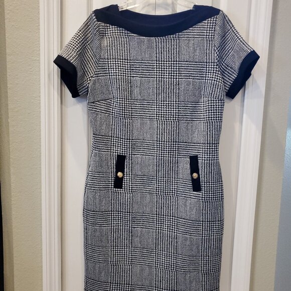 Stella & Julie Knee Length Dress Black & White ~  Size 12 - Picture 4 of 5